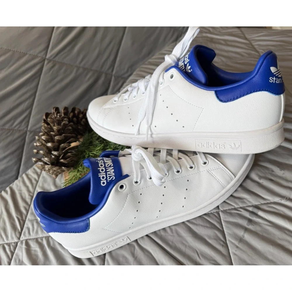 adidas Stan Smith White Blue Sneakers Men's Size 10 Leather Low Top Shoes
